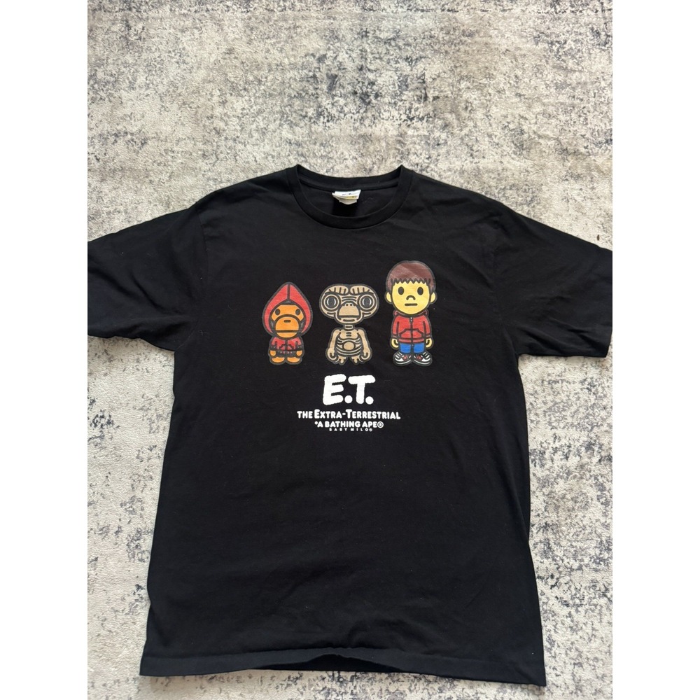 Bape x ET  T Shirt Bathing Ape Baby Milo The Extra-Terrestrial Black L Nwots